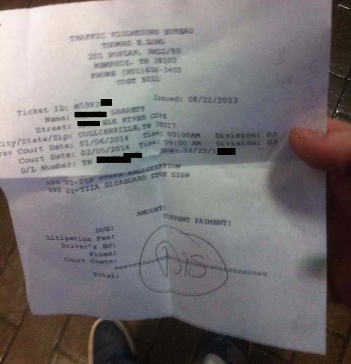 Tennessee Stop Sign Ticket Dismissal