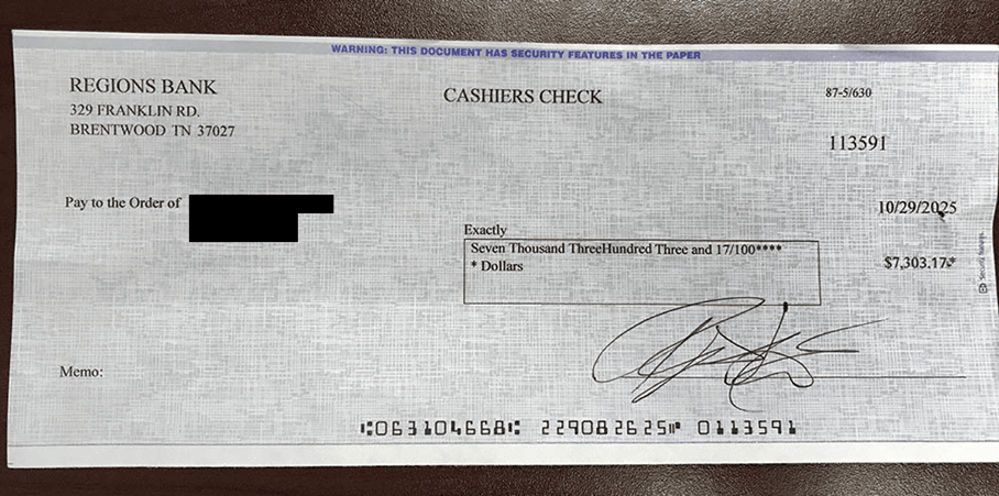 Overnight Lien Profits Check Proof